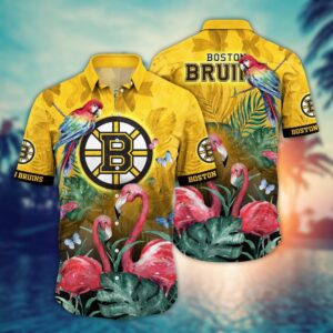 NHL Boston Bruins Flamigo Hawaii Shirt Summer Football Shirts 1