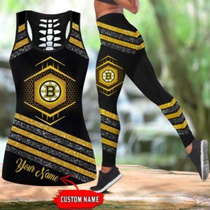 NHL Boston Bruins Hollow Tank Top And Leggings Set For Hockey Fans 1