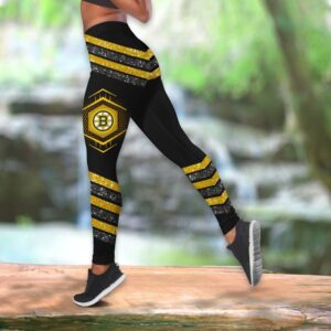 NHL Boston Bruins Hollow Tank Top And Leggings Set For Hockey Fans 2
