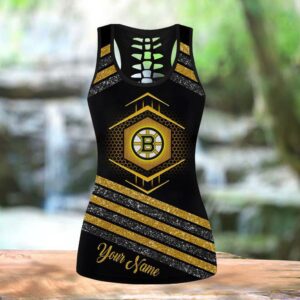 NHL Boston Bruins Hollow Tank Top And Leggings Set For Hockey Fans 3