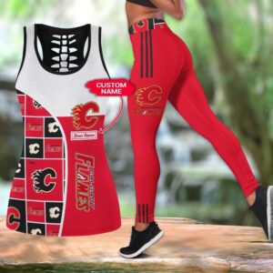 NHL Calgary Flames Hollow Tank Top And Leggings Set For Fans