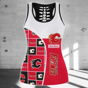 NHL Calgary Flames Hollow Tank Top And Leggings Set For Fans 2