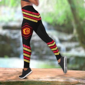 NHL Calgary Flames Hollow Tank Top And Leggings Set For Hockey Fans 2