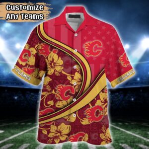 NHL Calgary Flames Summer Flower Hawaii Shirt Custom Football Shirts 2