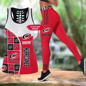 NHL Carolina Hurricanes Hollow Tank Top And Leggings Set For Fans 1
