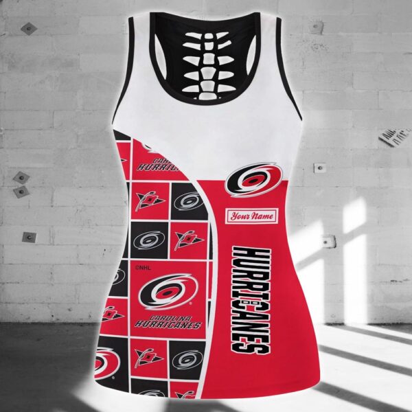 NHL Carolina Hurricanes Hollow Tank Top And Leggings Set For Fans