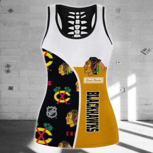 NHL Chicago Blackhawks Hollow Tank Top And Leggings Set For Fans 2