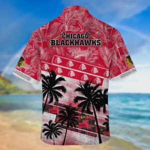 NHL Chicago Blackhawks Palm Tree Pattern Hawaii Shirt Unisex Sport Hawaii Shirt 3