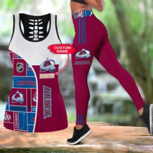 NHL Colorado Avalanche Hollow Tank Top And Leggings Set For Fans