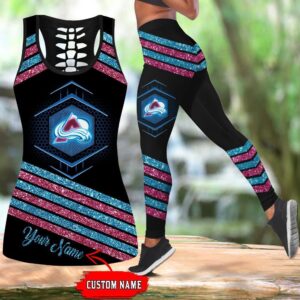 NHL Colorado Avalanche Hollow Tank Top And Leggings Set For Hockey Fans
