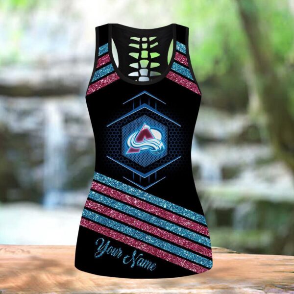 NHL Colorado Avalanche Hollow Tank Top And Leggings Set For Hockey Fans