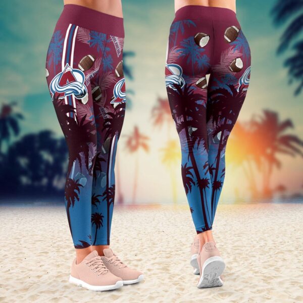 NHL Colorado Avalanche Summer Flower Leggings Women Football Leggings For Women