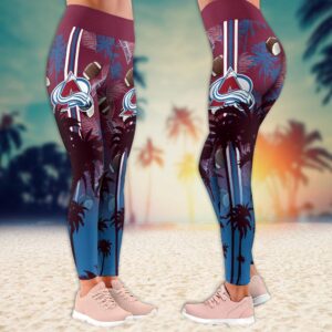 NHL Colorado Avalanche Summer Flower Leggings Women Football Leggings For Women 2