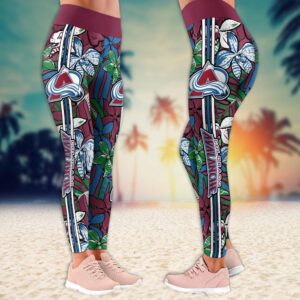 NHL Colorado Avalanche Summer Flower Pattern Leggings Women Football Leggings For Women 2