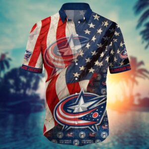 NHL Columbus Blue Jackets American Flag Hawaii Shirt Summer Football Shirts 2