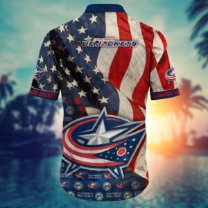 NHL Columbus Blue Jackets American Flag Hawaii Shirt Summer Football Shirts 3