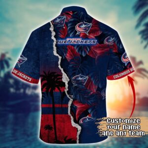 NHL Columbus Blue Jackets Palm Tree Hawaii Shirt Custom Summer Football Shirts 3