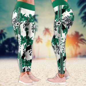 NHL Dallas Stars Flower Leggings For Women 2