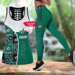 NHL Dallas Stars Hollow Tank Top And Leggings Set For Fans 1
