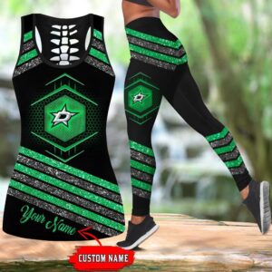 NHL Dallas Stars Hollow Tank Top And Leggings Set For Hockey Fans 1