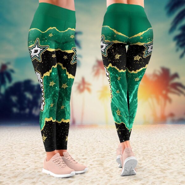 NHL Dallas Stars Summer Flower Leggings For Women