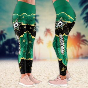 NHL Dallas Stars Summer Flower Leggings For Women 2