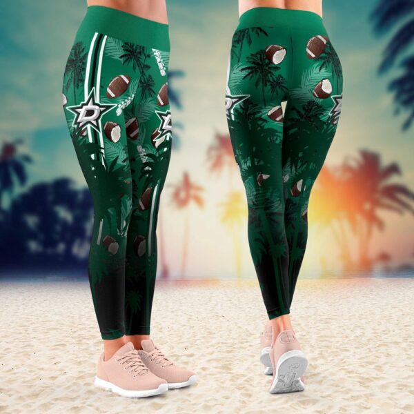 NHL Dallas Stars Summer Flower Leggings Women Football Leggings For Women