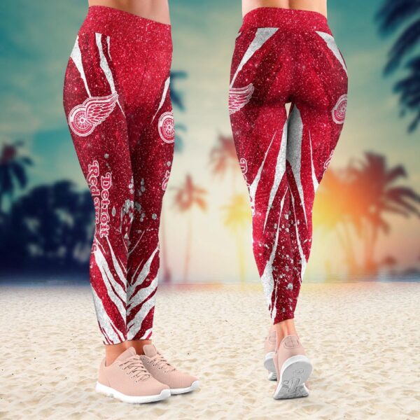 NHL Detroit Red Wings Flower Leggings Women Football Leggings For Women