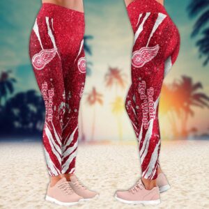 NHL Detroit Red Wings Flower Leggings Women Football Leggings For Women 2