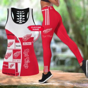 NHL Detroit Red Wings Hollow Tank Top And Leggings Set For Fans 1