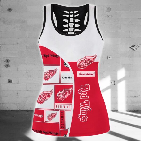 NHL Detroit Red Wings Hollow Tank Top And Leggings Set For Fans