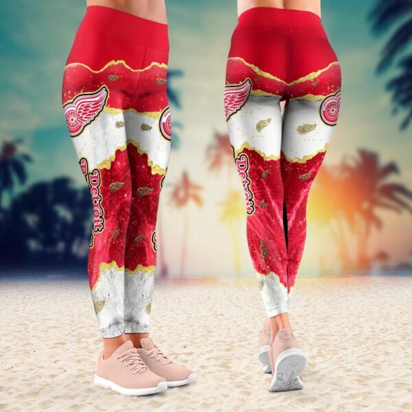 NHL Detroit Red Wings Summer Flower Leggings For Women