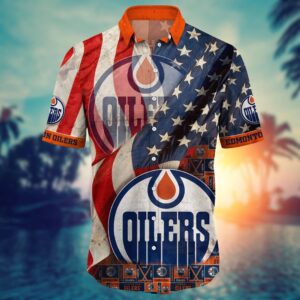 NHL Edmonton Oilers American Flag Hawaii Shirt Summer Football Shirts 2