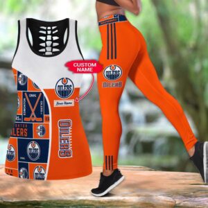 NHL Edmonton Oilers Hollow Tank Top And Leggings Set For Fans