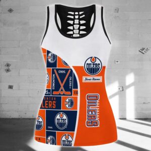 NHL Edmonton Oilers Hollow Tank Top And Leggings Set For Fans 2