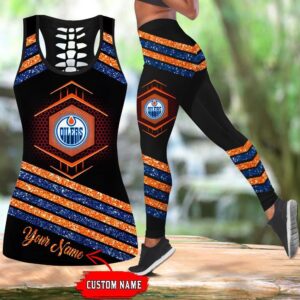 NHL Edmonton Oilers Hollow Tank Top And Leggings Set For Hockey Fans 1