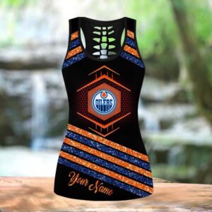 NHL Edmonton Oilers Hollow Tank Top And Leggings Set For Hockey Fans 3