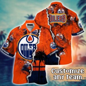 NHL Edmonton Oilers Palm Tree Hawaii Shirt Custom Summer Football Shirts 1