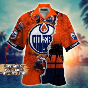 NHL Edmonton Oilers Palm Tree Hawaii Shirt Custom Summer Football Shirts 2