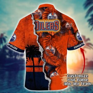 NHL Edmonton Oilers Palm Tree Hawaii Shirt Custom Summer Football Shirts 3