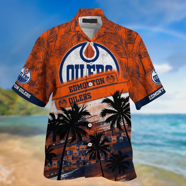 NHL Edmonton Oilers Palm Tree Pattern Hawaii Shirt Unisex Sport Hawaii Shirt
