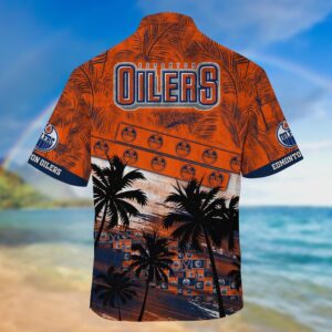 NHL Edmonton Oilers Palm Tree Pattern Hawaii Shirt Unisex Sport Hawaii Shirt 3