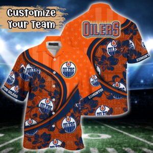 NHL Edmonton Oilers Summer Flower Hawaii Shirt Custom Football Shirts 1