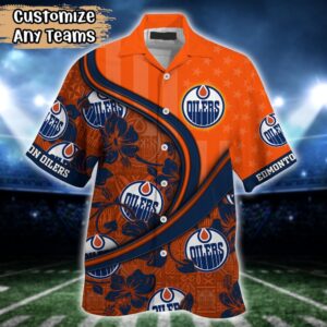 NHL Edmonton Oilers Summer Flower Hawaii Shirt Custom Football Shirts 2