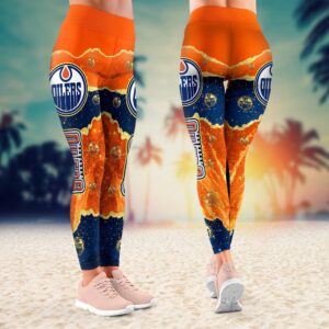 NHL Edmonton Oilers Summer Flower Leggings For Women 1