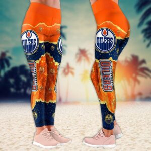 NHL Edmonton Oilers Summer Flower Leggings For Women 2