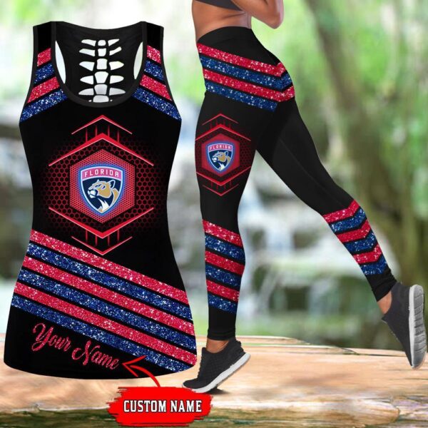 NHL Florida Panthers Hollow Tank Top And Leggings Set For Hockey Fans