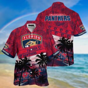 NHL Florida Panthers Palm Tree Pattern Hawaii Shirt Unisex Sport Hawaii Shirt 1