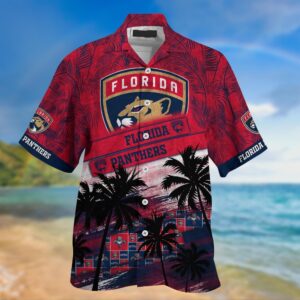 NHL Florida Panthers Palm Tree Pattern Hawaii Shirt Unisex Sport Hawaii Shirt 2