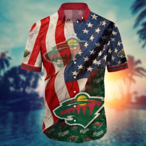 NHL Minnesota Wild American Flag Hawaii Shirt Summer Football Shirts 2